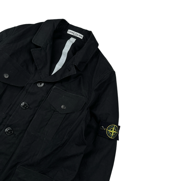Stone Island 2007 Black Cotton Ventile Buttoned Blazer Jacket - Small