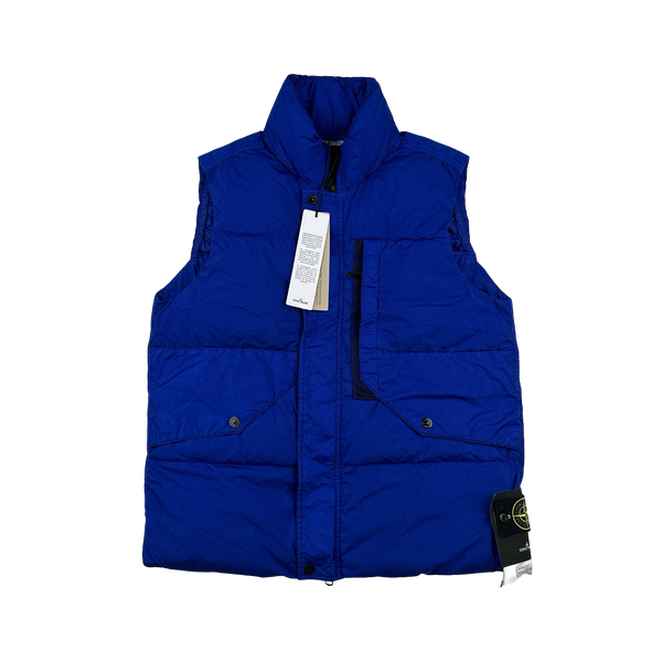 Stone Island 2023 Blue Crinkle Reps R-NY Down Gilet - Small