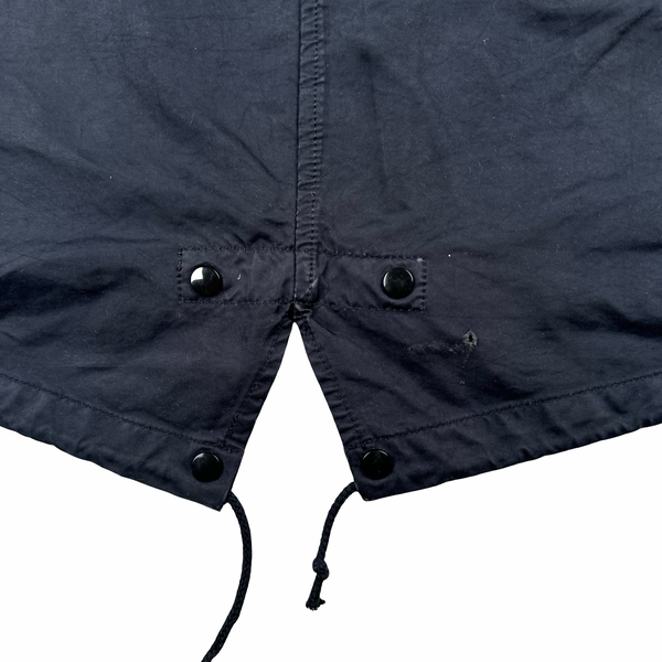 Stone Island 2007 Navy David TC Dutch Liner Spellout Hood Long Parka Jacket - XXL