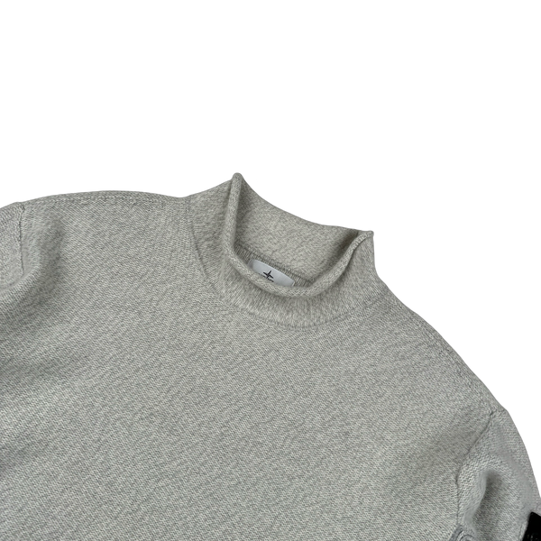 Stone Island 2022 Grey Mock Neck Knit Jumper - Large