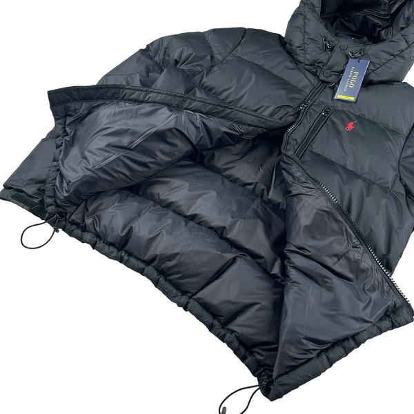 Ralph Lauren Black Padded Nylon Hooded Jacket - Medium