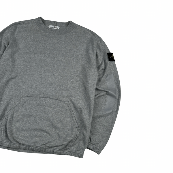 Stone Island 2018 Grey Cotton Reflective Strips Crewneck - Medium