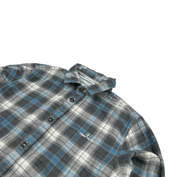 Stone Island 2011 Blue Cotton Plaid Buttoned Shirt - Medium