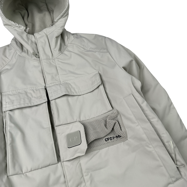 CP Company Cream Fleece Lined Heavyweight Dynatec Metropolis Jacket - Large