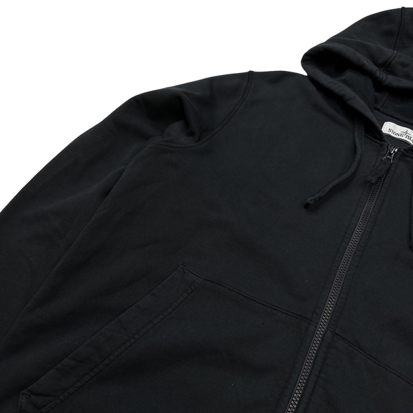 Stone Island 2020 Black Cotton Zipped Hoodie - Large