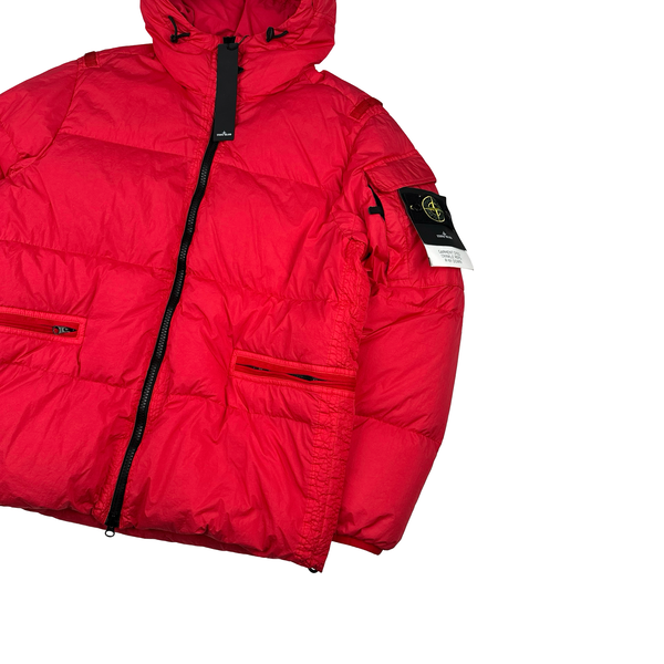 Stone Island 2022 Red Crinkle R-NY Down Puffer Jacket - Medium