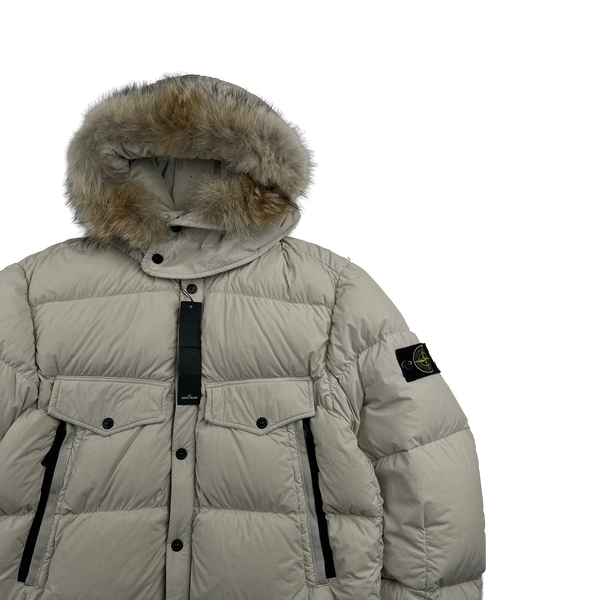 Stone Island 2016 Cream Organic Feel Tela Down Coyote Fur Hood