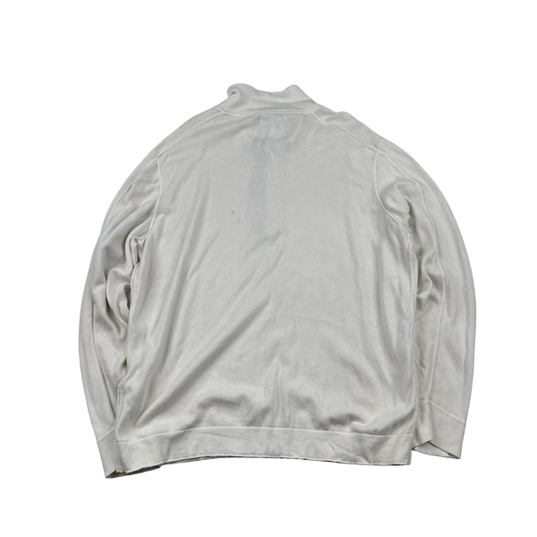 Stone Island 2008 White Cotton Buttoned High Neck Pullover - XXL