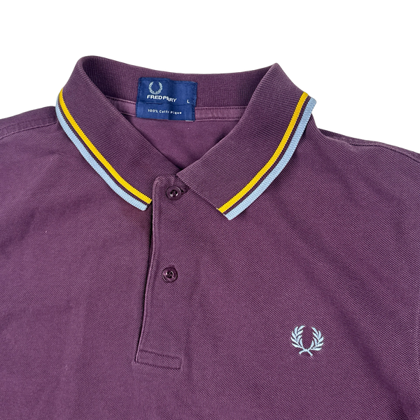 Fred Perry Purple Short Sleeve Piped Polo Shirt - Large