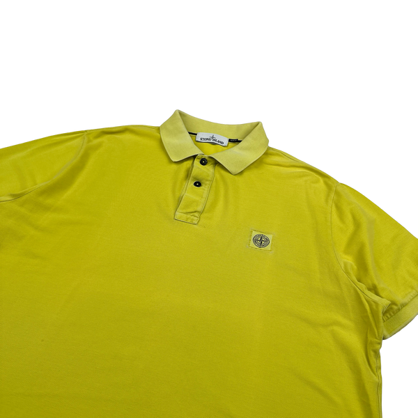 Stone Island Yellow Slim Fit Garment Dyed Polo Shirt - 3XL