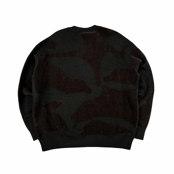 Emporio Armani Logo Wool Blend Camo Crewneck Jumper - Large