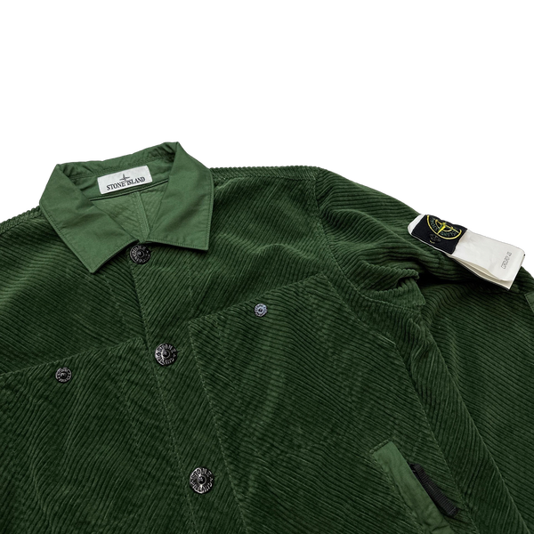 Stone Island 2023 Emerald Green Corduroy 400 Cotton Lined Jacket - Medium