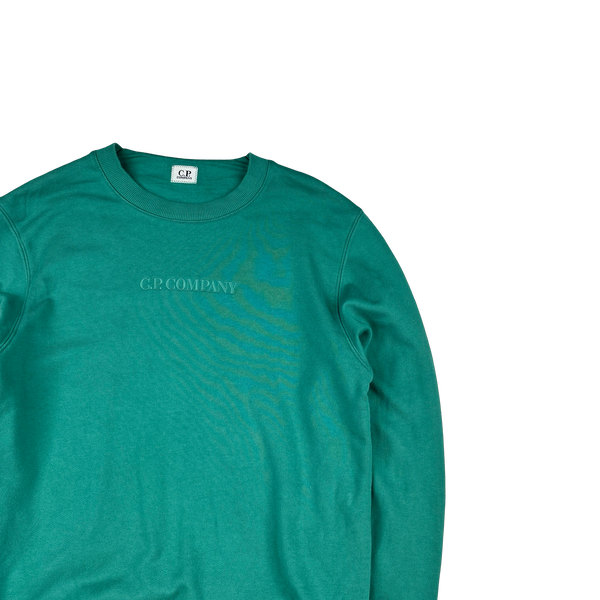 CP Company Teal Spellout Crewneck Sweatshirt - Small
