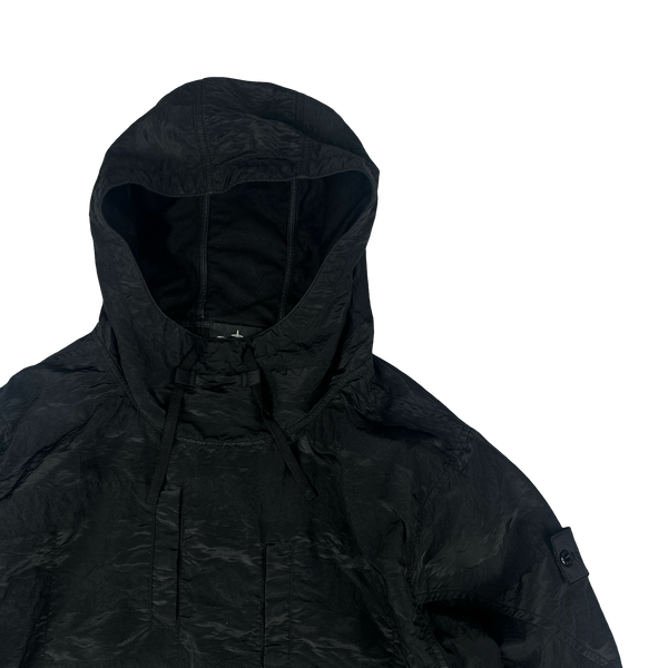 Stone Island 2020 Black Striped Nylon Metal Pullover Jacket - Large