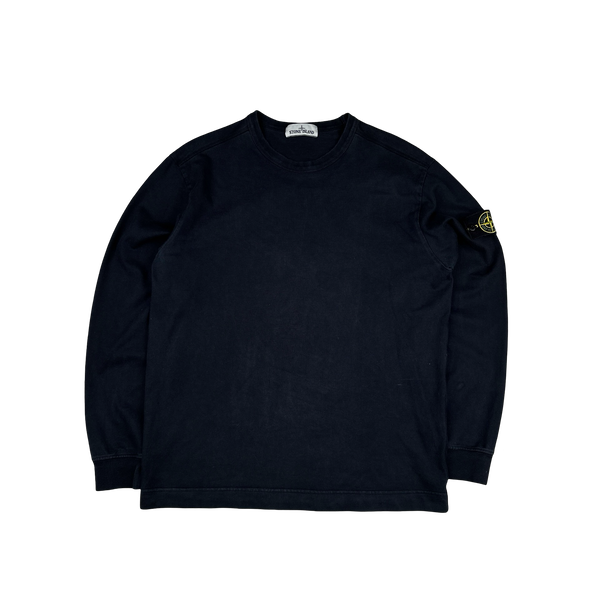 Stone Island Navy Cotton Crewneck Sweatshirt - Large