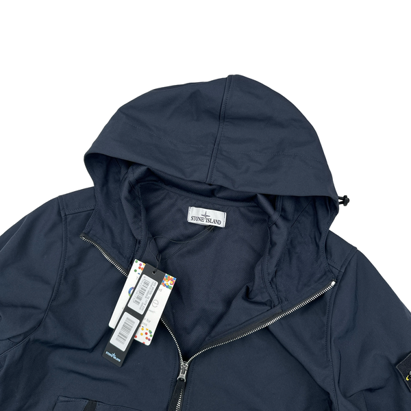 Stone Island 2021 Navy Soft Shell e-Dye Hooded Jacket - Medium