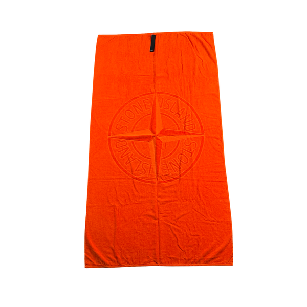 Stone Island Embroidered Logo Orange Beach Towel