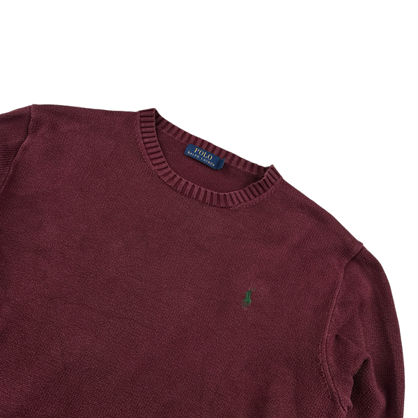Ralph Lauren Wine Knit Crewneck Jumper - Large