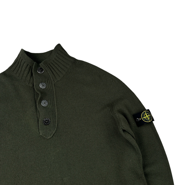 Stone Island 2008 Khaki Wool High Neck Pullover Jumper - 3XL