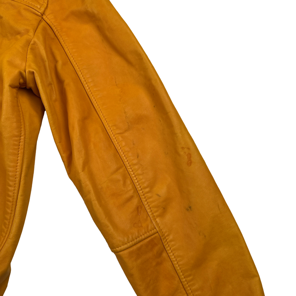 Stone Island 2014 Orange Lightweight Leather Felpa Jacket - Small
