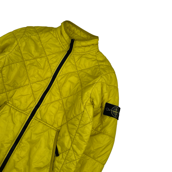 Stone Island 2019 Yellow Garment Dyed Quilted Micro Yarn Bomber Jacket - Small
