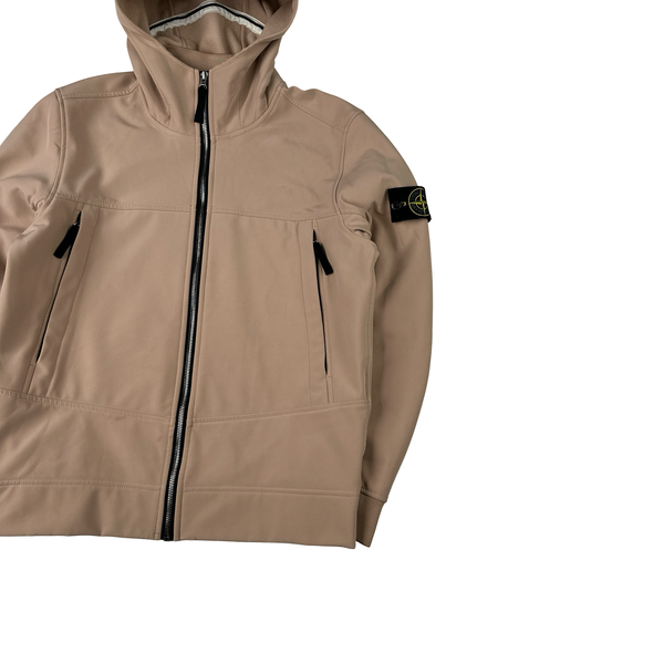 Stone Island 2021 Pale Pink Soft Shell E Dye Hooded Jacket - Small