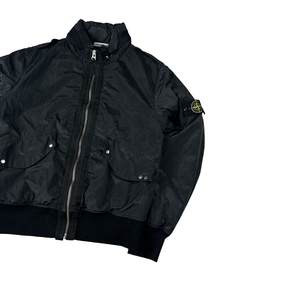 Stone Island 2008 Black Nylon Metal Quilted Jacket - Large