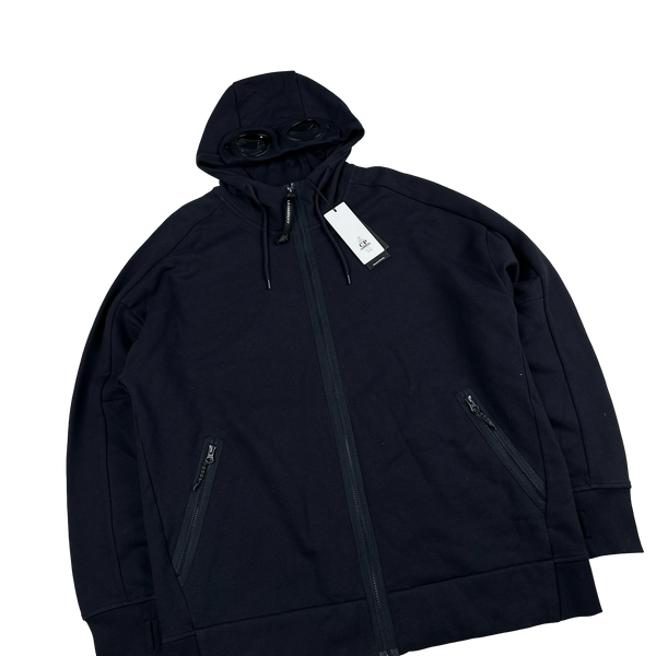 CP Company Navy Goggle Cotton Zip Up Hoodie - 3XL