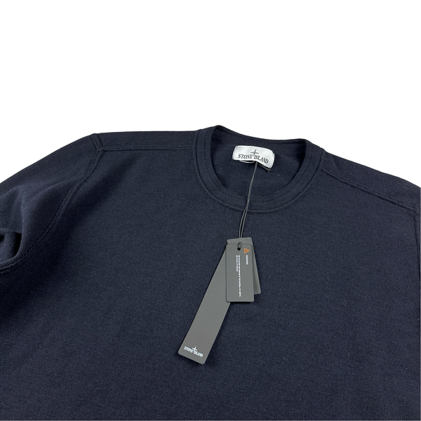 Stone Island 2023 Navy Thick Wool Crewneck Jumper - 3XL