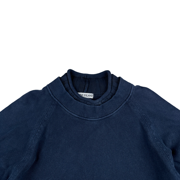 Stone Island Vintage Green Edge 1998 Navy Mock Neck Jumper - Medium