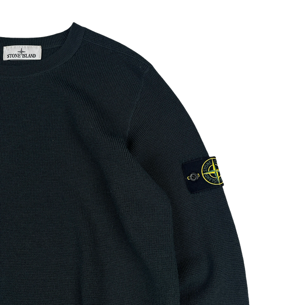 Stone Island 2025 Dark Grey Knitted Wool Jumper - Medium