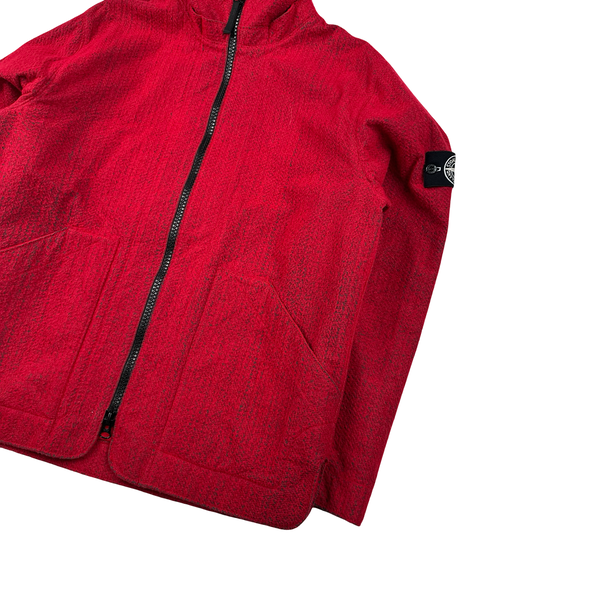Stone Island 2022 Red Needle Punched Reflective Balaclava Jacket - Large