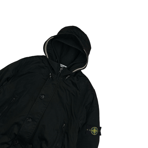 Stone Island 2006 Black Raso Gommato Wool Dutch Rope Jacket - XXL