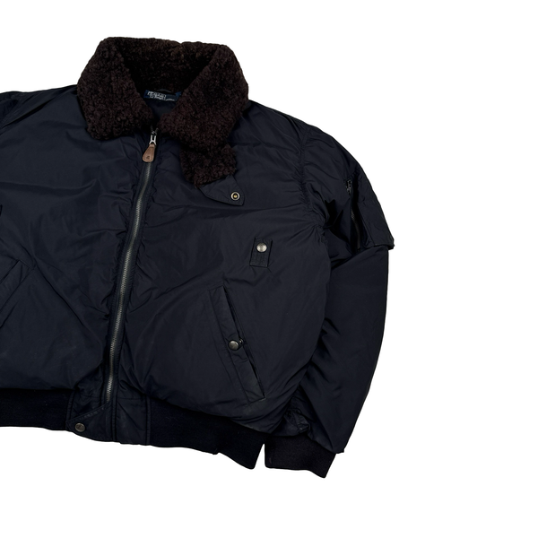 Ralph Lauren Heavyweight Shearling Collared Down Bomber Jacket - Large