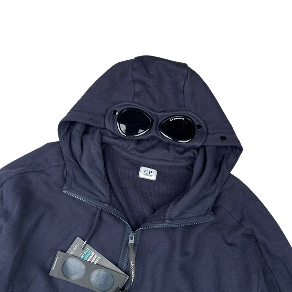 CP Company Navy Cotton Goggle Hoodie - Medium