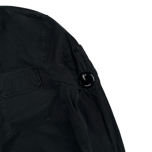CP Company Black Zipped Cotton Overshirt - Small