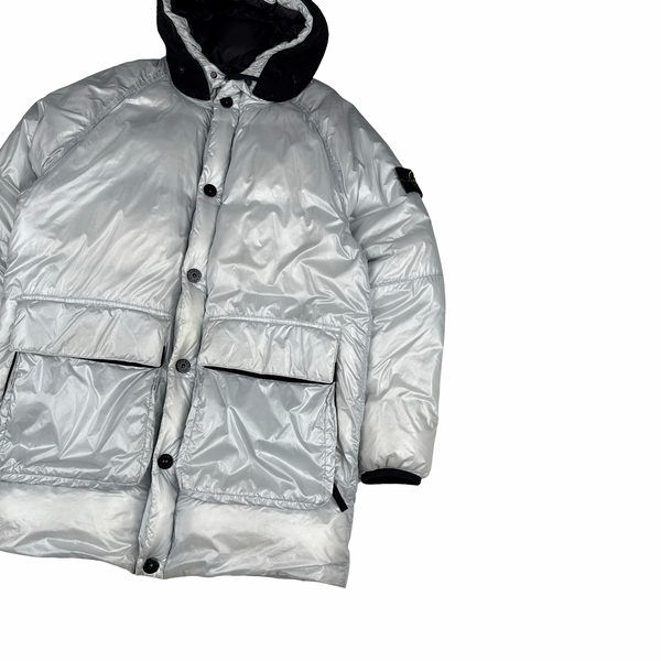 Stone Island 2018 White Pertex Quantum Y Down Long Puffer - Small