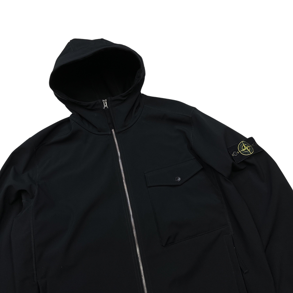 Stone Island Black Hooded Soft Shell Jacket - XXL