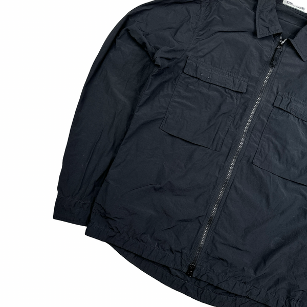 Stone Island Black Double Chest Pocket Nylon Overshirt - Small