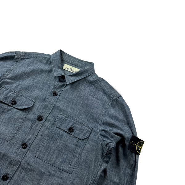 Stone Island 2016 Indigo Linen Buttoned Shirt - Large