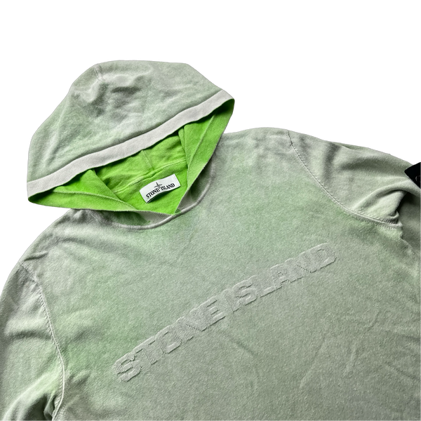 Stone Island 2016 Green Hand Sprayed Dust Spellout Hoodie - XL