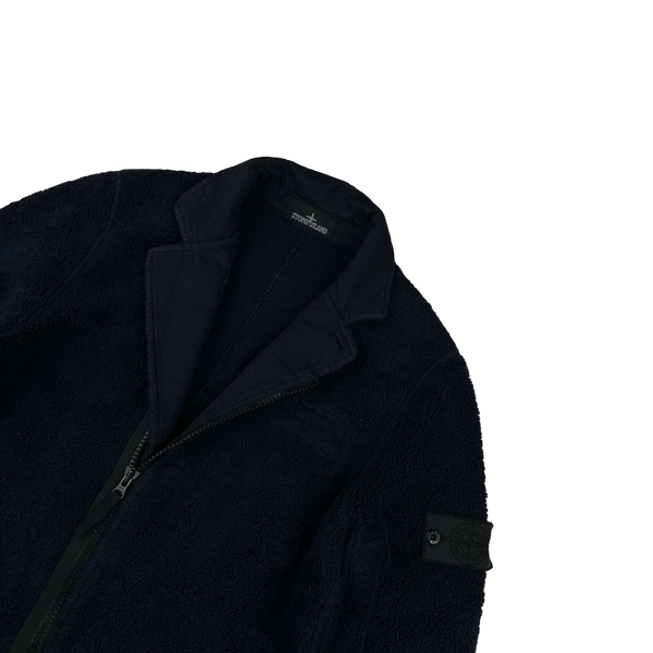 Stone Island Shadow Project Navy Teddy Fleece Zipped Blazer - Medium