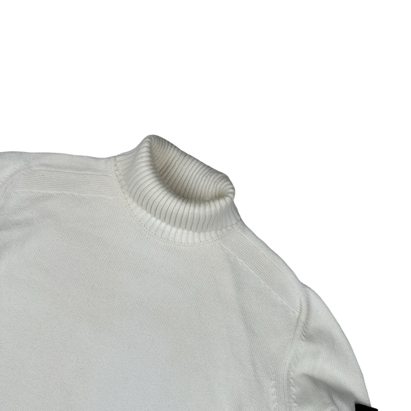 Stone Island 2022 White Ribbed Roll Neck Knit Jumper - XL