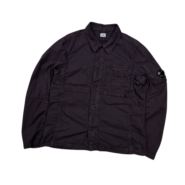 CP Company Burgundy Button Up Overshirt - Large