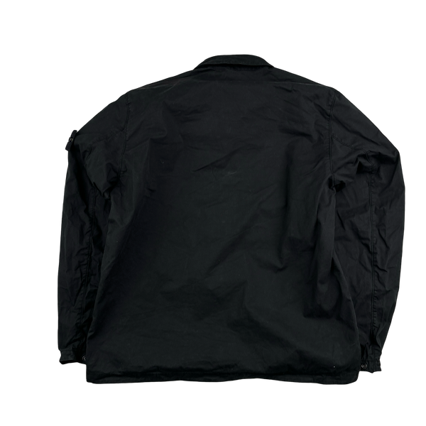 Stone Island 2023 Black Supima Cotton Twill Zipped Overshirt - Large