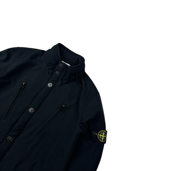Stone Island Black Soft Shell Fleece Lined Jacket - Small