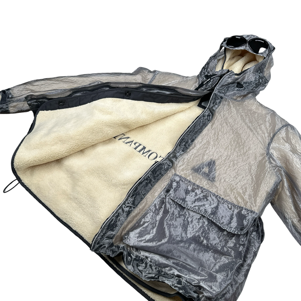 CP Company X Palace Silver Kan D Shearling Lined Spellout Embroidered Pocketed Jacket - XL