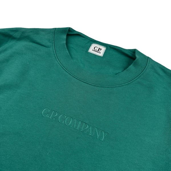CP Company Teal Spellout Crewneck Sweatshirt - Small