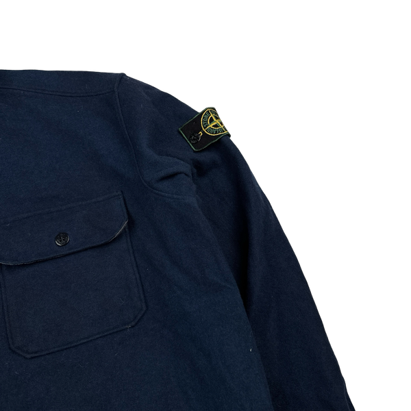 Stone Island 1995 Navy Vintage Wool Overshirt - XXL