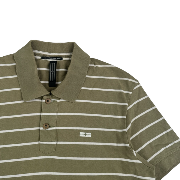 Stone Island 2007 Denims Green Striped Polo - XL